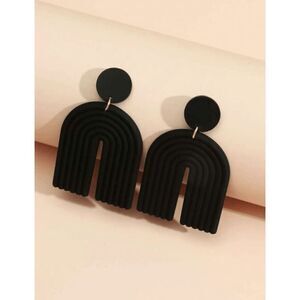 Black Acrylic Rainbow U Drop Earrings